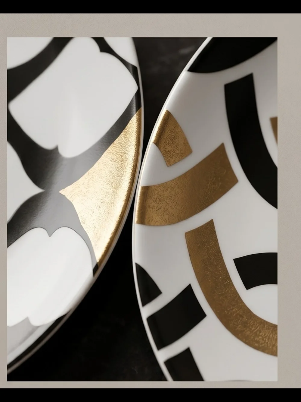 PierOne Black & Gold Patterned Ceramic Salad Plate Set